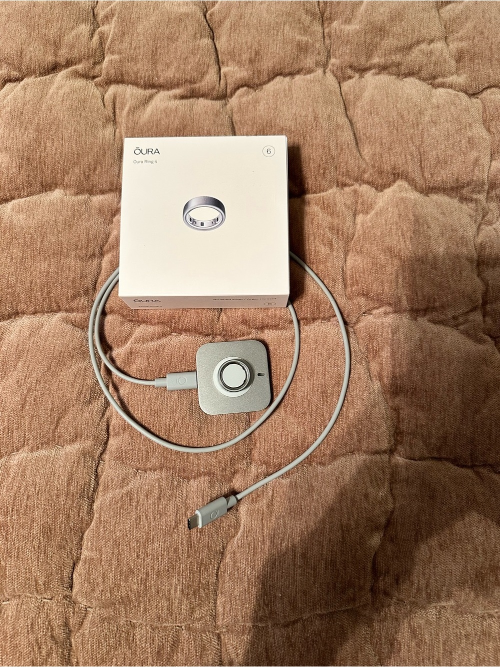 Oura Silver Ring Charger with Gray USB-C Cable
